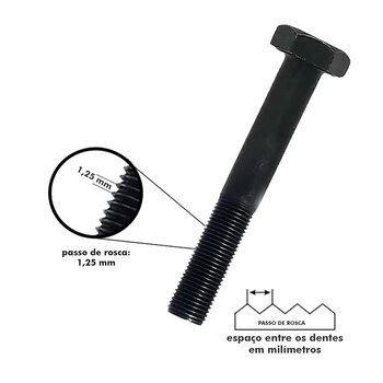 PARAFUSO SEXTAVADO AÇO 8.8 M10X100MM MB 1,25 DIN 960-5 PEÇAS