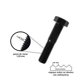 PARAFUSO SEXTAVADO AÇO 8.8 M10X60MM MA DIN 931-25 PEÇAS