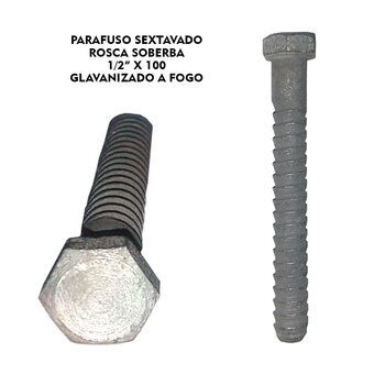 PARAFUSO SEXTAVADO 1/2X100 GALVANIZADO A FOGO-10 UNID