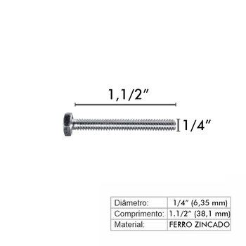 PARAFUSOS SEXTAVADO ROSCA INTEIRA 1/4 X 1.1/2 ZINCADO-100UNID
