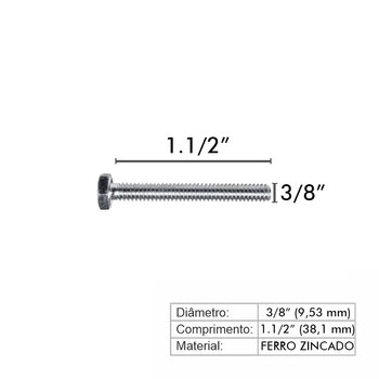 PARAFUSOS SEXTAVADO ROSCA INTEIRA 3/8 X 1.1/2 ZINCADO-50UNID