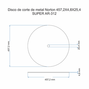 Disco de corte reto Norton SUPER AR312 457,2x4,8x25,4-01pç.