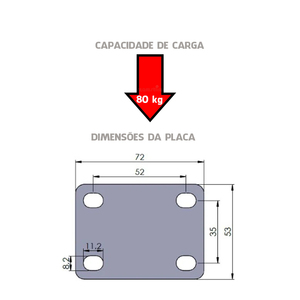 RODÍZIO GIRATÓRIO 75 MM S/FREIO MARROM - CASTERINE