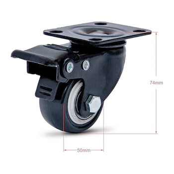 RODÍZIO PRETO 50MM GIRATÓRIO PRETO C/ FREIO - COLSON