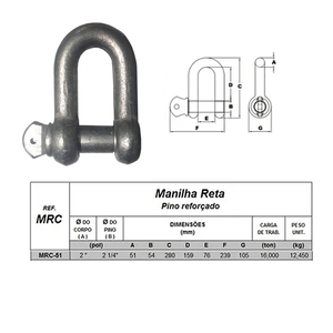 MANILHA RETA 2 POLEGADAS RETA C/ PINO ROSQUEADO