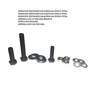 KIT PARAFUSOS 8.8 SEXTAVADO COM PORCAS E ARRUELAS