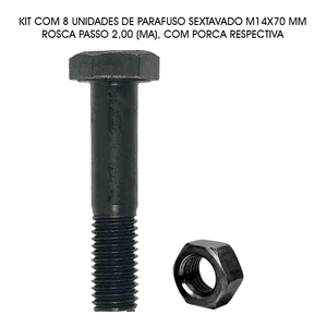 PARAFUSO SEXTAVADO AÇO M14X70MM C/ PORCA-08 UNID.