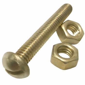 PARAFUSO LATÂO MÁQUINA REDONDA FENDA 1/4X3 - COM 2 PORCAS - KIT 10 CONJUNTOS