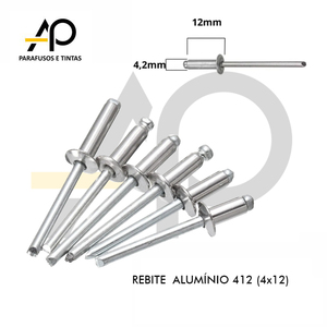 REBITE DE REPUXO DE ALUMÍNIO 412 - 4 X 12MM - 500 PEÇAS